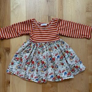 Carolina Kids Colorful Striped Winter Vintage Print Holiday Sledding Dress